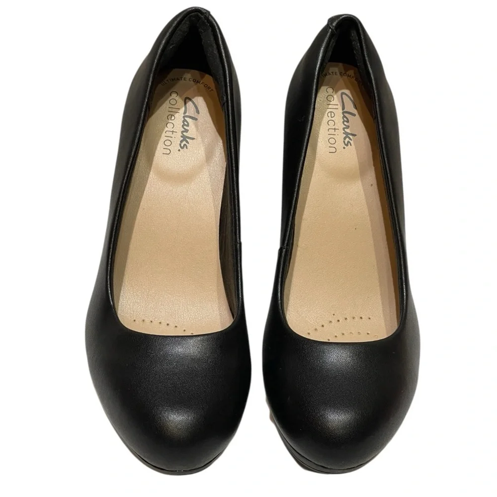 CLARKS AMBYR JOY WOMENS BLACK LEATHER PUMPS SZ 6M EUC - Picture 3 of 14
